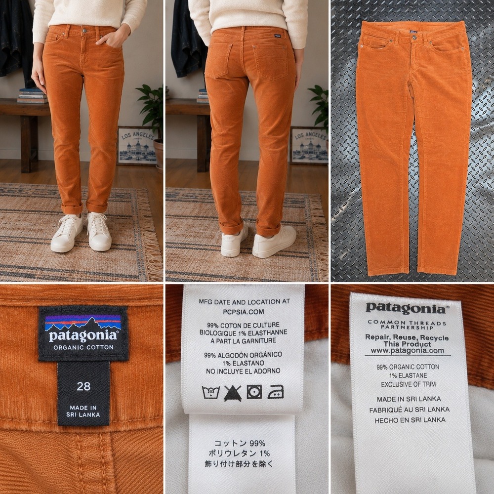 Patagonia Womens Slim‎ Corduroy Pants 28 Orange Organic Cotton STY55055 FA16